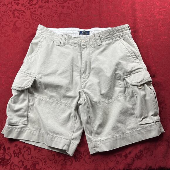 Polo Ralph Lauren Classic Chino Cargo Shorts Mens 38 Brown Pockets Preppy Khaki - Picture 1 of 10